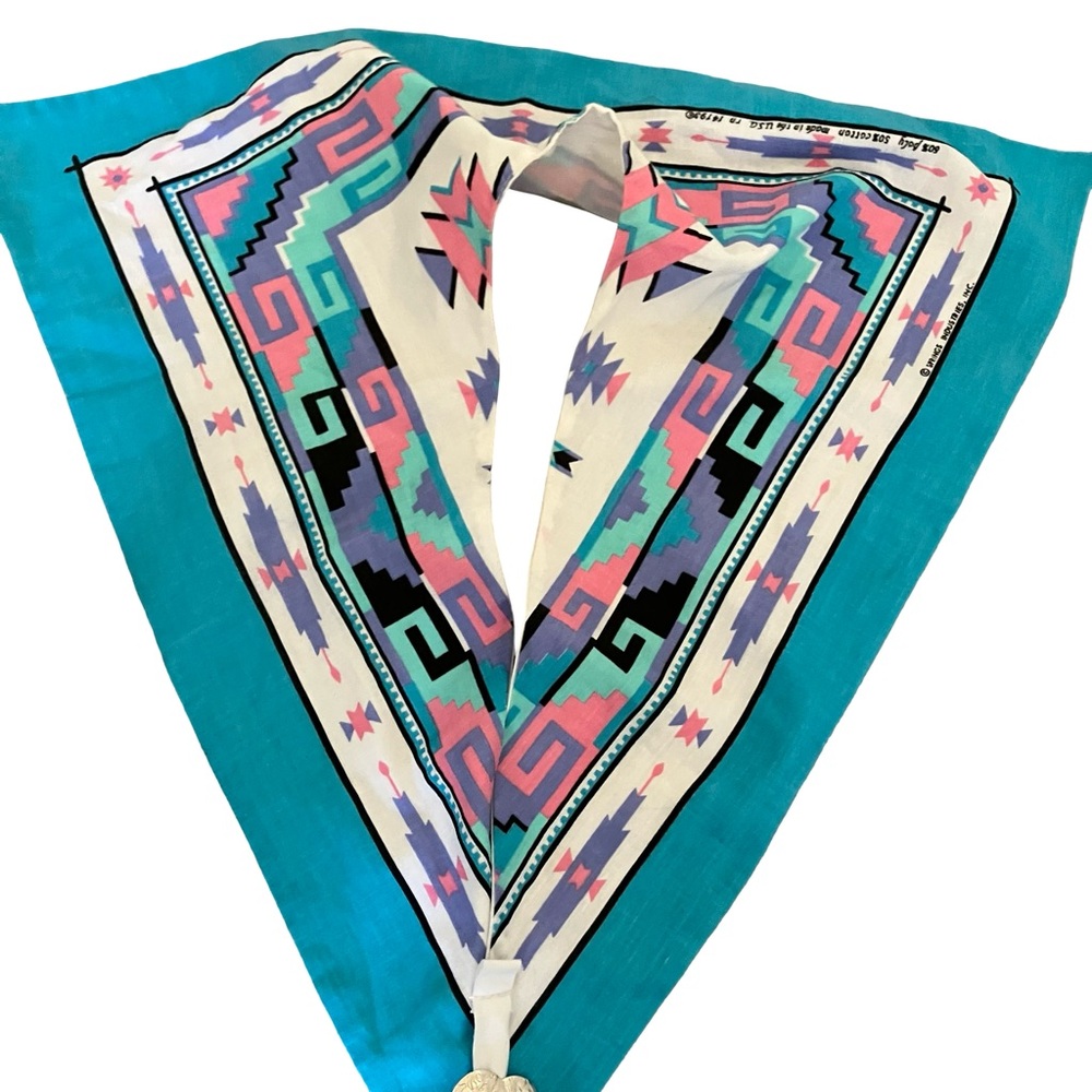 VTG Springs Industries Bandana Aztec Southwestern Print USA Made Jeweled Decor - Picture 7 of 13
